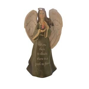 ​Guardian Angel "Path to Faith" Figurine with Candle Rustic Decor Vintage